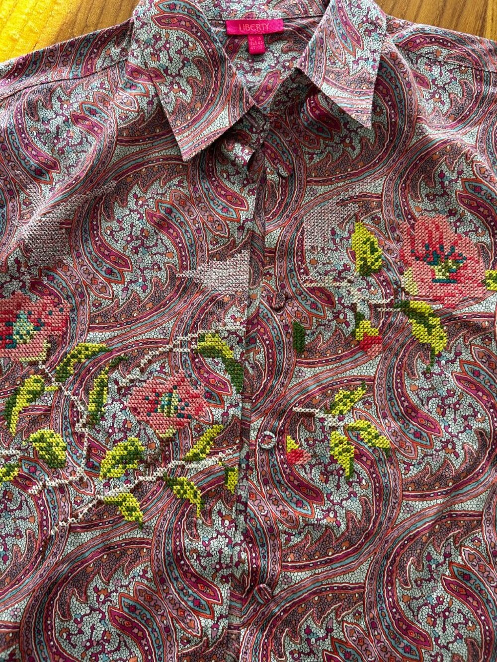 Rare Liberty London "Felix and Isabella" Paisley Embroidered Blouse, US12 - Picture 4 of 5